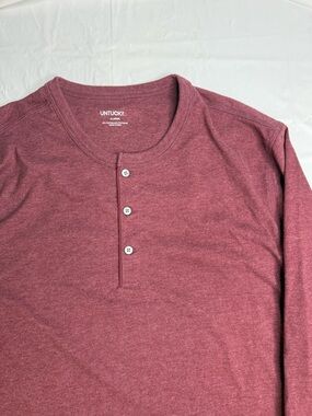 UNTUCKit Henley Shirt Mens XL Red Long Sleeve Casual Cotton Blend